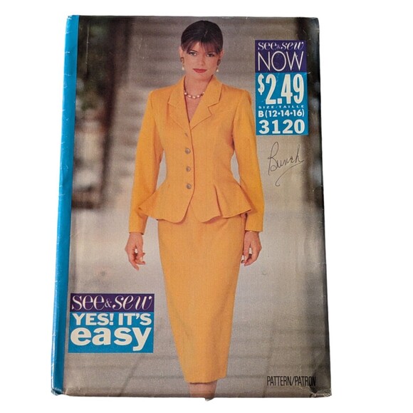 Vintage See & Sew Now 3120 Sewing Pattern Top & Skirt Size B 12-14-16 Uncut - Picture 1 of 3